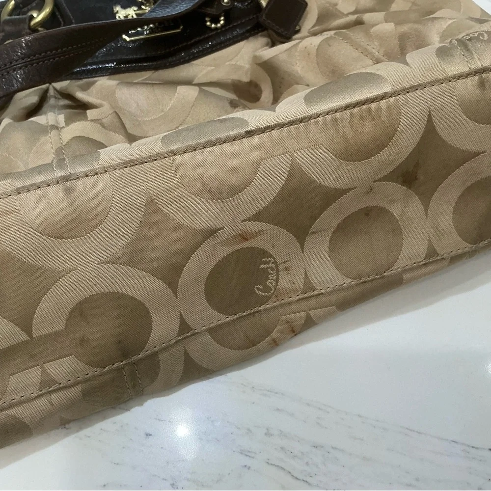 Coach Beige and Dark Brown Satchel